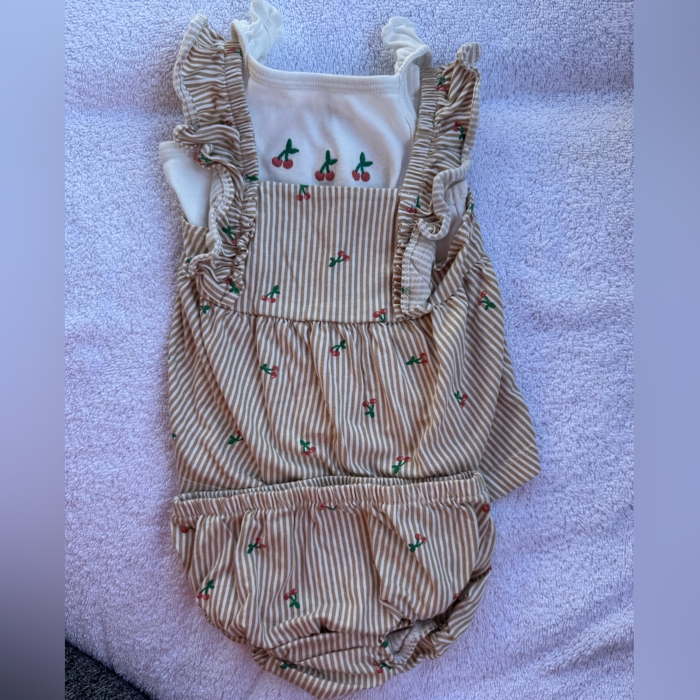 Carter's White and Brown Striped Baby 3-piece Outfit